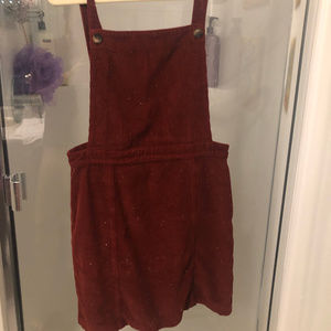 Courdoroy Burgundy Overall Dress